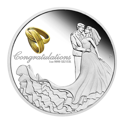 A picture of a 1 oz Wedding Silver Proof Coin (2022)